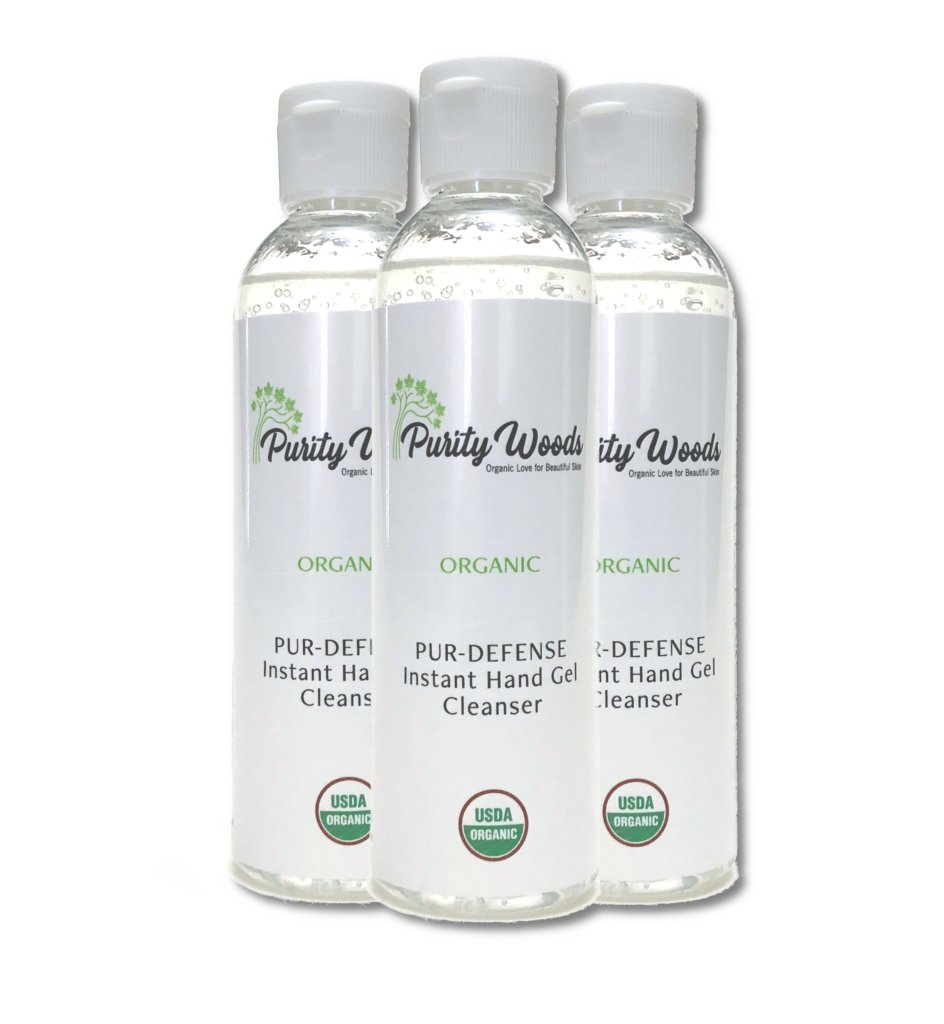 PurDefense Instant Hand Gel Cleanser 3 Bottles Purity Woods