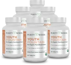 Closeup photo of 6 bottles of Youth Fountain