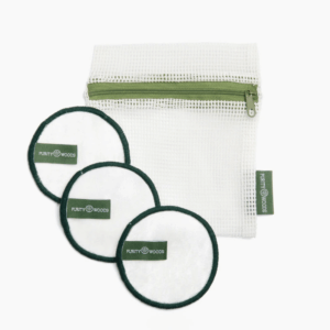 photo of three makeup remove pads with mesh bag