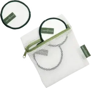 photo of three makeup remove pads with mesh bag